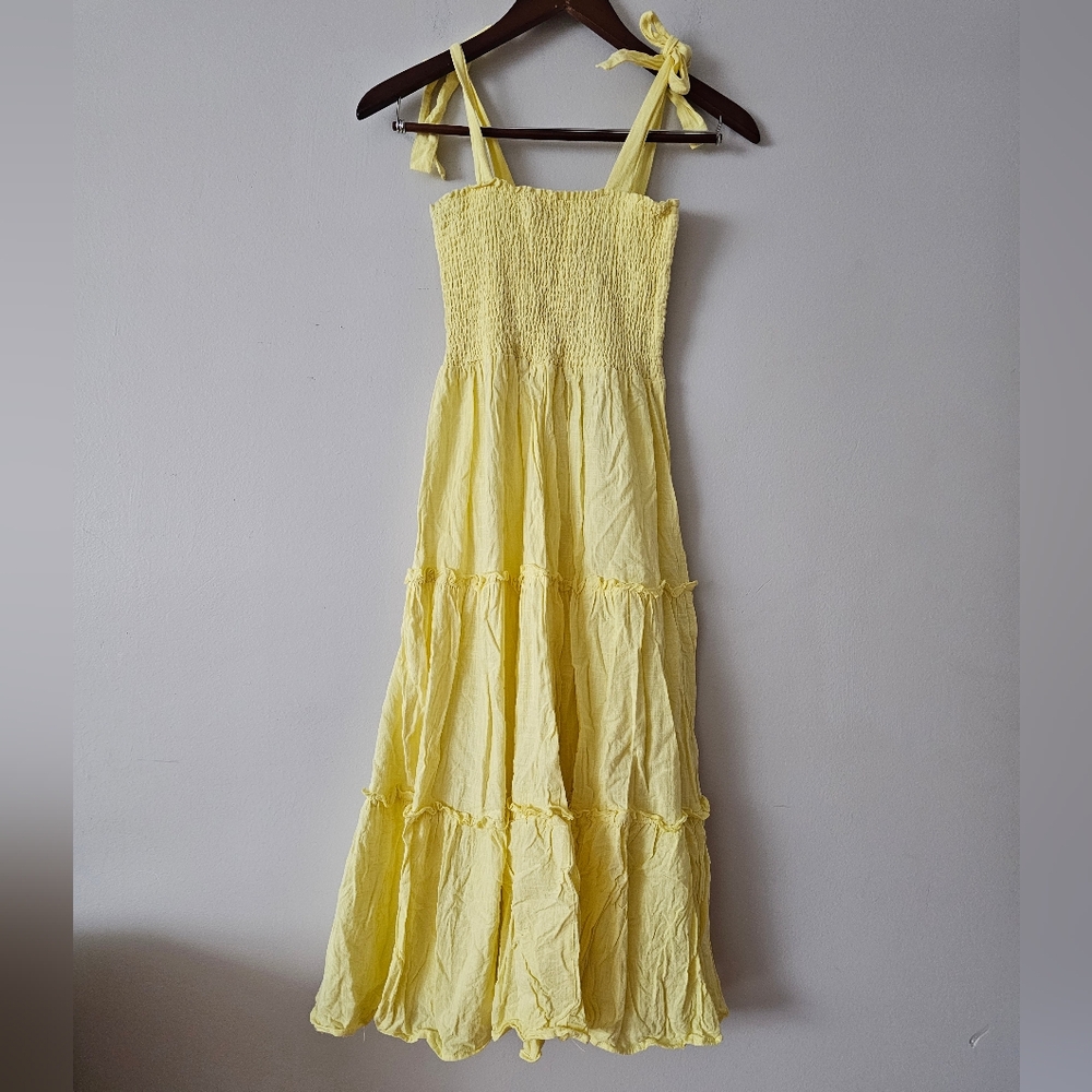 Pink lily smocked midi dress